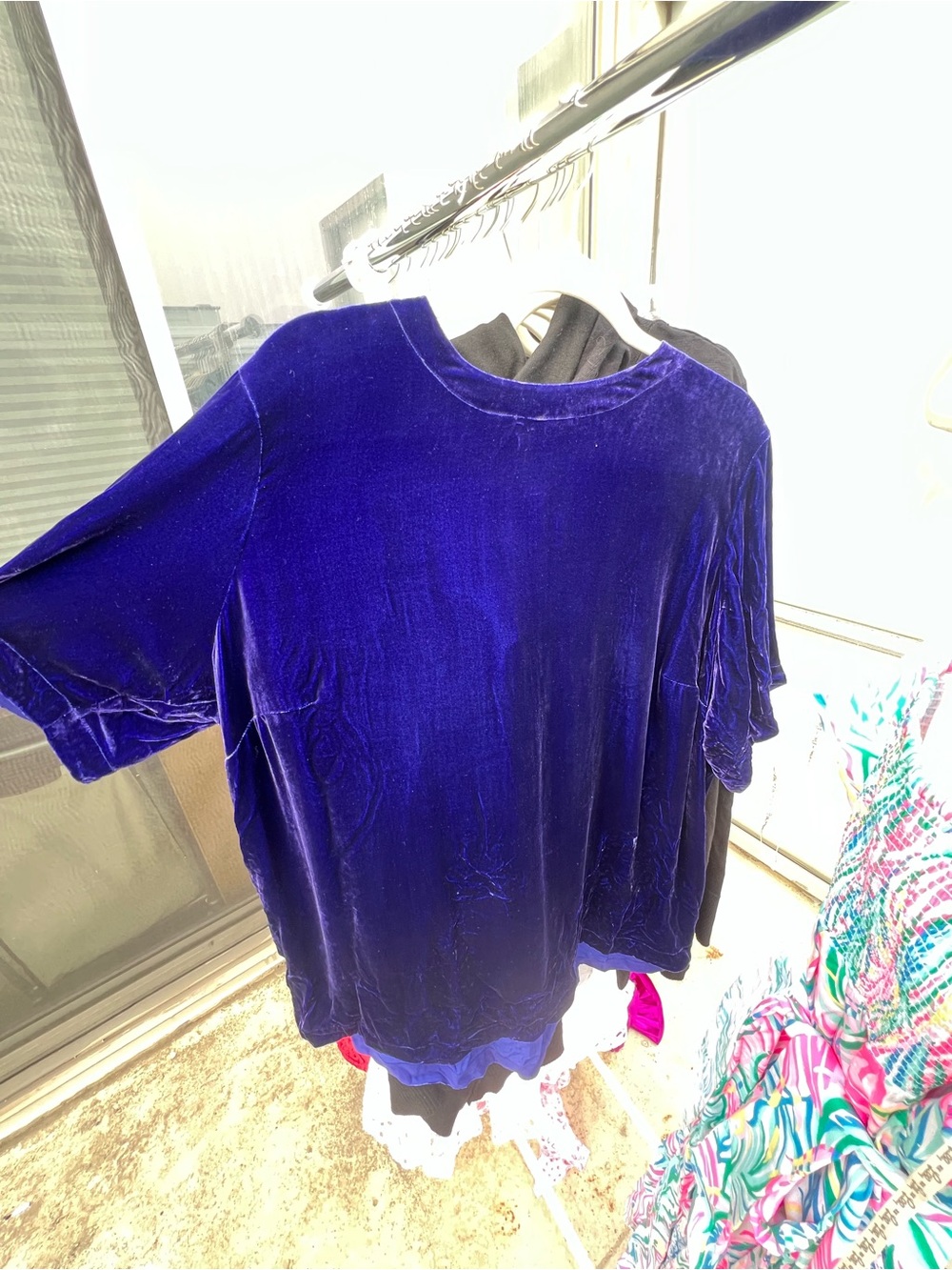 Eileen Fisher Velvet Short-Sleeve Tee in Deep Blue
